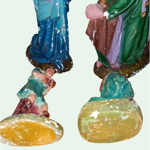 Vintage Nativity Scene Figurines Set Joseph Mary Shepherd Hand-Painted Chalkware - Picture 6 of 14